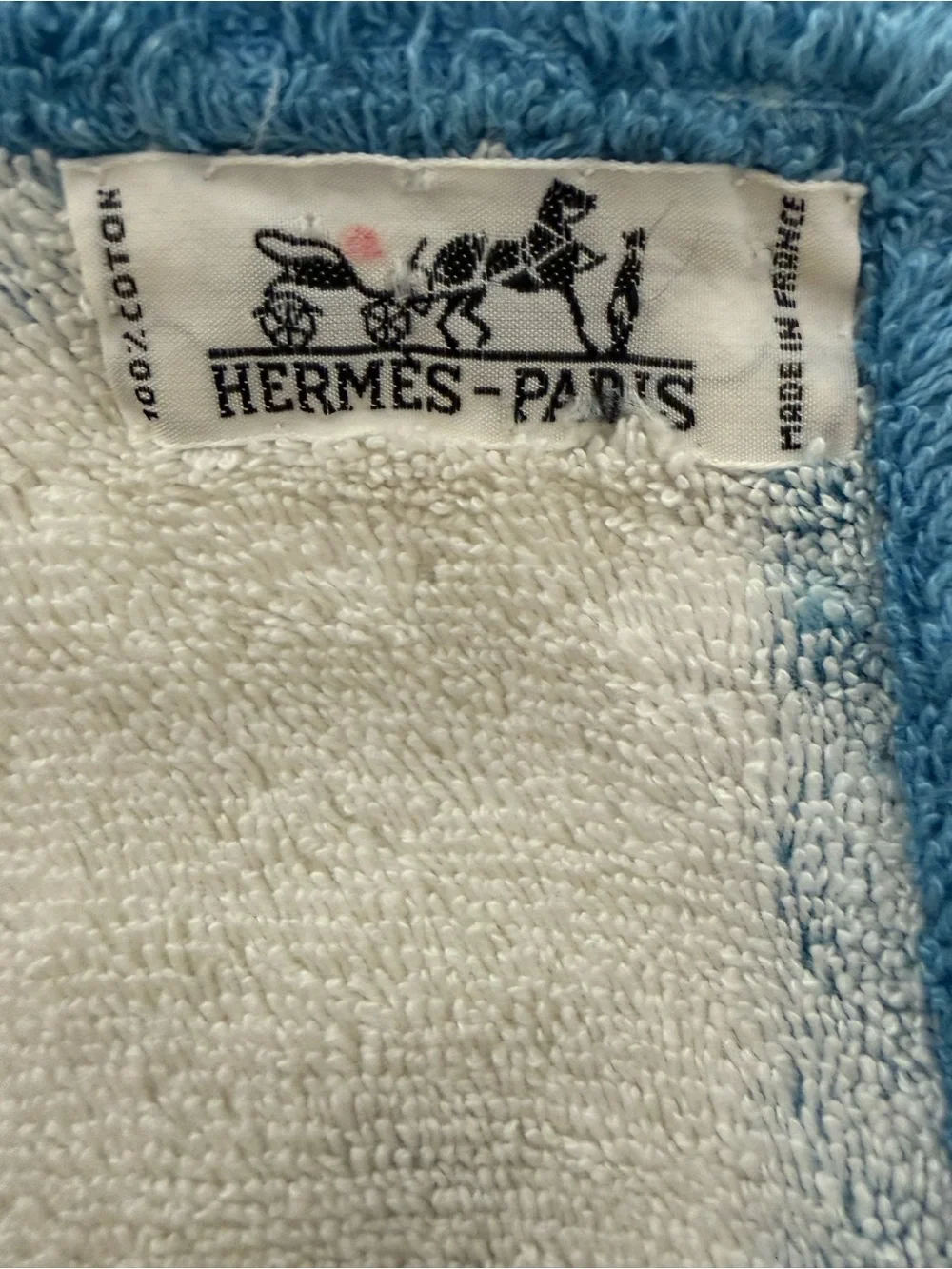 AUTHENTIC HERMES PARIS vintage RARE”COQ”(ROOSTER)Terry cloth cotton beach towel